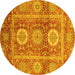 Round Abstract Yellow Modern Rug, abs3914yw