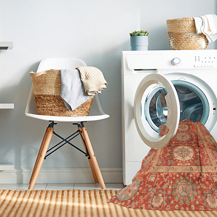 Machine Washable Abstract Brown Sand Brown Rug in a Washing Machine, wshabs3914