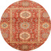 Round Abstract Brown Sand Brown Modern Rug, abs3914