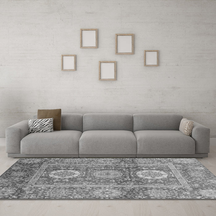 Machine Washable Abstract Gray Modern Rug in a Living Room,, wshabs3914gry