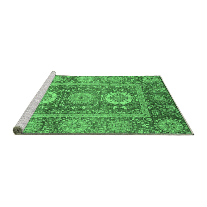 Sideview of Machine Washable Abstract Emerald Green Modern Area Rugs, wshabs3914emgrn