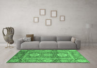 Machine Washable Abstract Emerald Green Modern Rug, wshabs3914emgrn