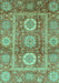 Machine Washable Abstract Turquoise Modern Area Rugs, wshabs3914turq