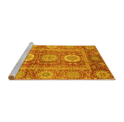 Sideview of Machine Washable Abstract Yellow Modern Rug, wshabs3914yw