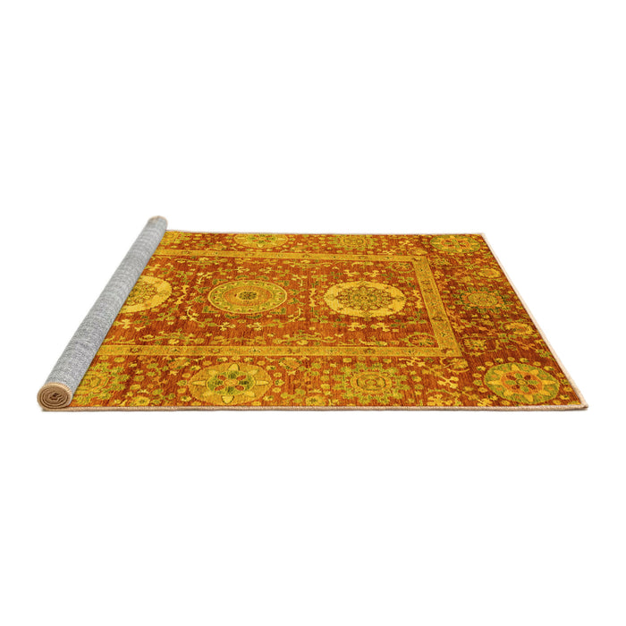 Sideview of Machine Washable Abstract Yellow Modern Rug, wshabs3914yw