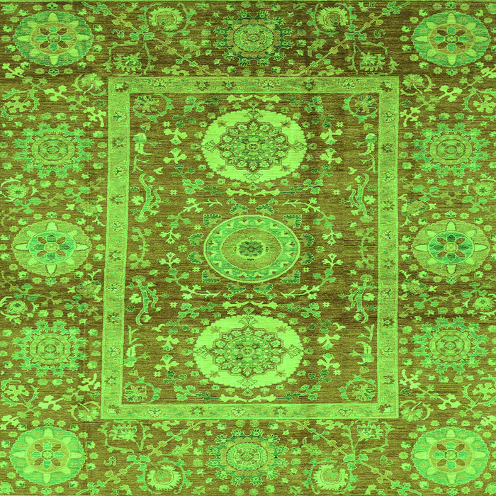 Square Machine Washable Abstract Green Modern Area Rugs, wshabs3914grn