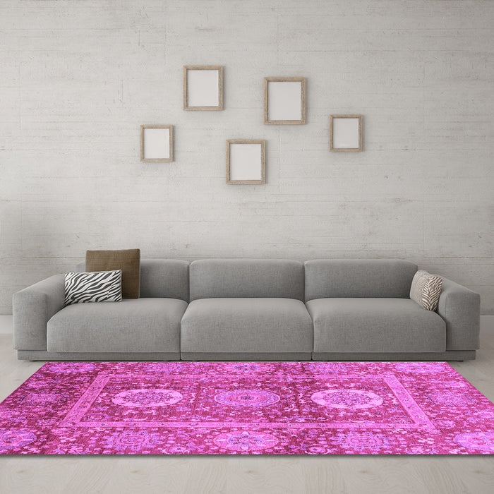 Machine Washable Abstract Purple Modern Area Rugs in a Living Room, wshabs3914pur
