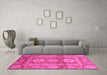 Machine Washable Abstract Pink Modern Rug in a Living Room, wshabs3914pnk