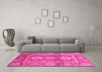 Machine Washable Abstract Pink Modern Rug, wshabs3914pnk