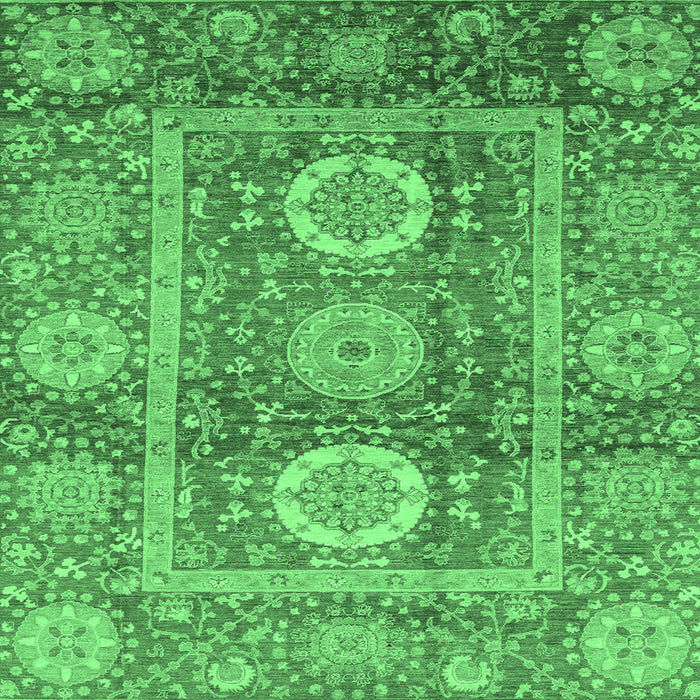 Square Abstract Emerald Green Modern Rug, abs3914emgrn