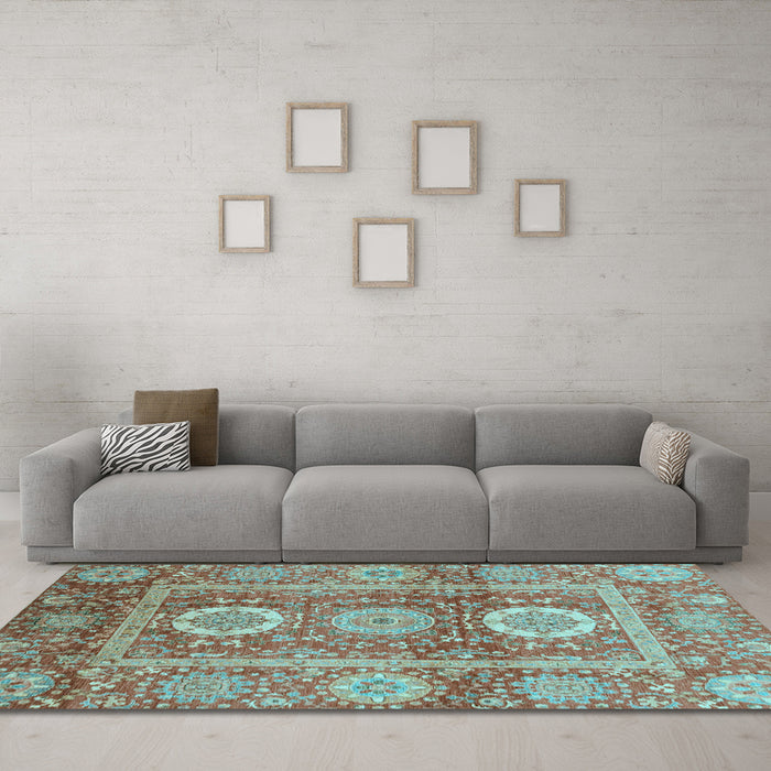 Machine Washable Abstract Light Blue Modern Rug in a Living Room, wshabs3914lblu