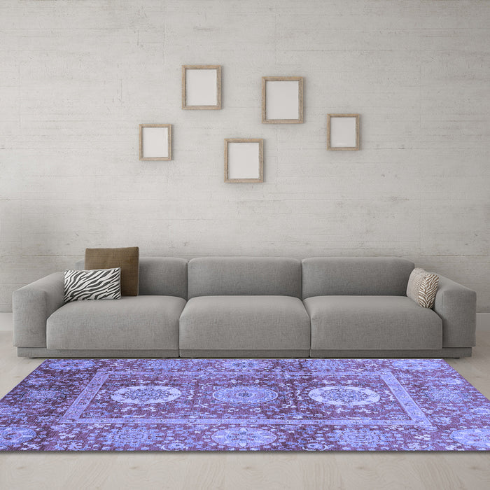 Machine Washable Abstract Blue Modern Rug in a Living Room, wshabs3914blu