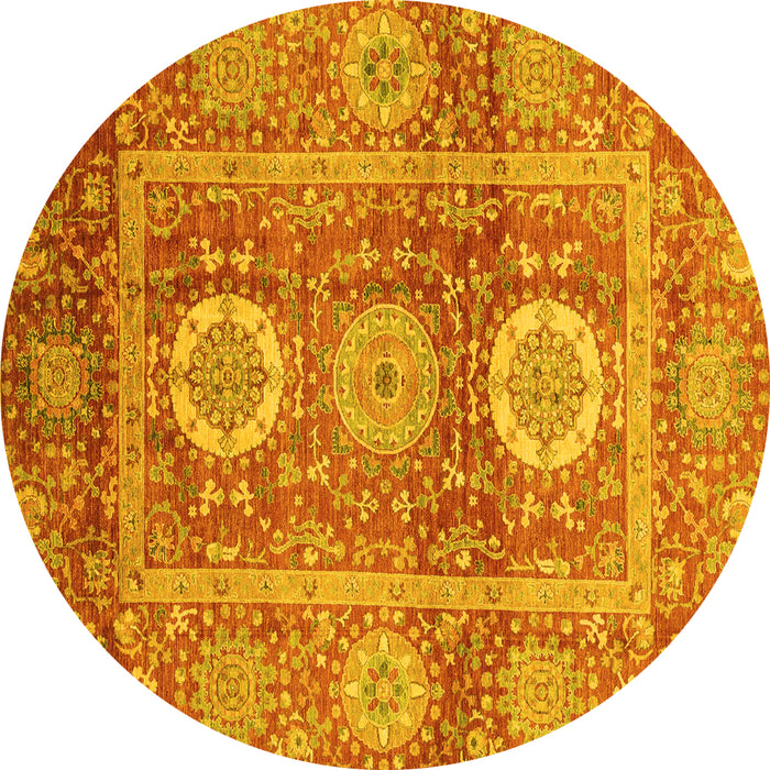 Round Machine Washable Abstract Yellow Modern Rug, wshabs3914yw