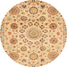 Round Machine Washable Abstract Orange Rug, wshabs3915