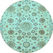 Round Abstract Light Blue Modern Rug, abs3915lblu