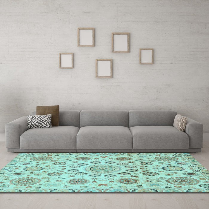 Machine Washable Abstract Light Blue Modern Rug in a Living Room, wshabs3915lblu