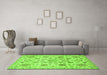 Machine Washable Abstract Green Modern Area Rugs in a Living Room,, wshabs3915grn