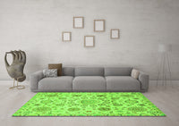 Machine Washable Abstract Green Modern Rug, wshabs3915grn