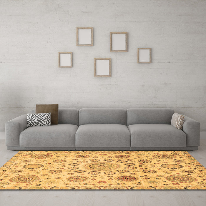 Machine Washable Abstract Brown Modern Rug in a Living Room,, wshabs3915brn