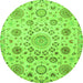 Round Abstract Green Modern Rug, abs3915grn