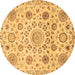 Round Abstract Brown Modern Rug, abs3915brn