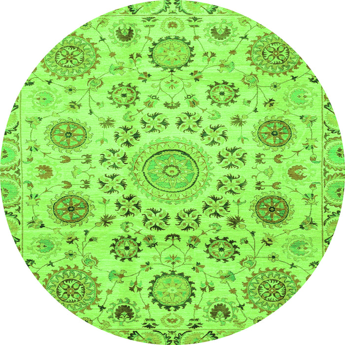 Round Machine Washable Abstract Green Modern Area Rugs, wshabs3915grn
