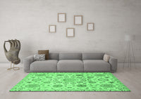 Machine Washable Abstract Emerald Green Modern Rug, wshabs3915emgrn