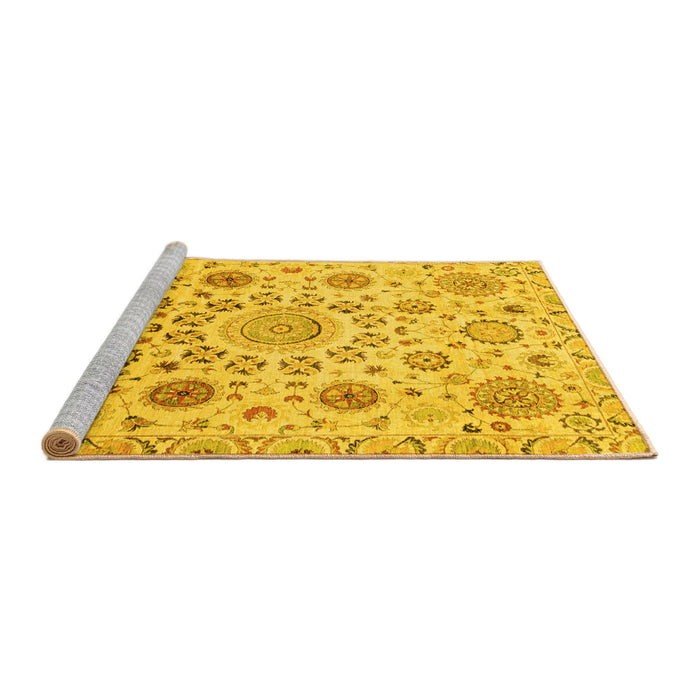 Sideview of Machine Washable Abstract Yellow Modern Rug, wshabs3915yw