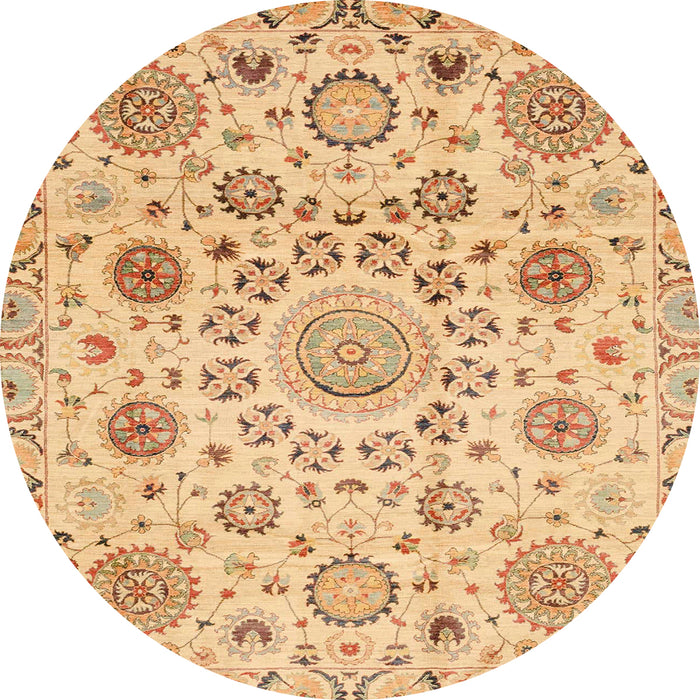 Round Abstract Orange Modern Rug, abs3915