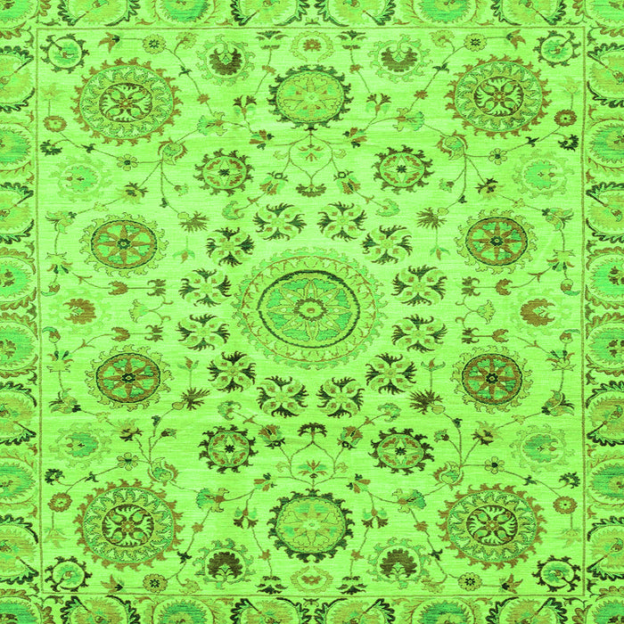 Square Machine Washable Abstract Green Modern Area Rugs, wshabs3915grn