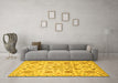 Machine Washable Abstract Yellow Modern Rug in a Living Room, wshabs3915yw