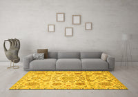 Machine Washable Abstract Yellow Modern Rug, wshabs3915yw