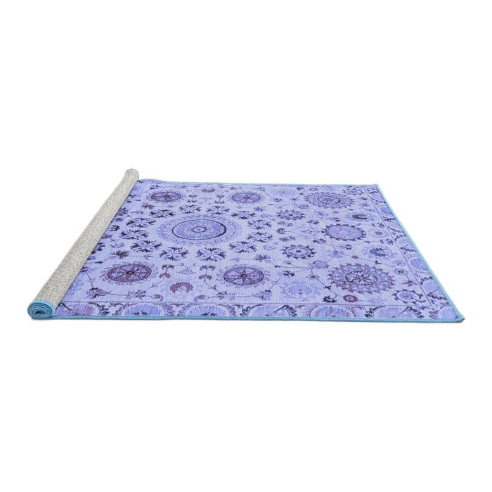 Sideview of Machine Washable Abstract Blue Modern Rug, wshabs3915blu