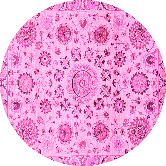 Round Abstract Pink Modern Rug, abs3915pnk