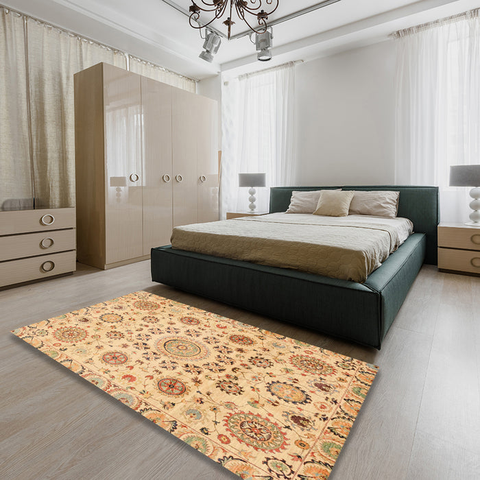 Abstract Orange Modern Rug in a Bedroom, abs3915