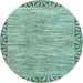 Round Machine Washable Abstract Light Blue Modern Rug, wshabs3916lblu