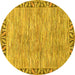 Round Abstract Yellow Modern Rug, abs3916yw