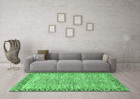 Machine Washable Abstract Emerald Green Modern Rug, wshabs3916emgrn