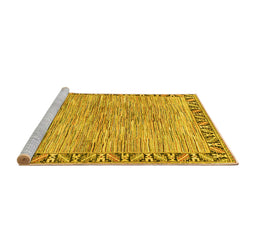 Sideview of Machine Washable Abstract Yellow Modern Rug, wshabs3916yw