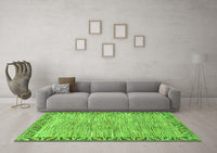 Machine Washable Abstract Green Modern Rug, wshabs3916grn