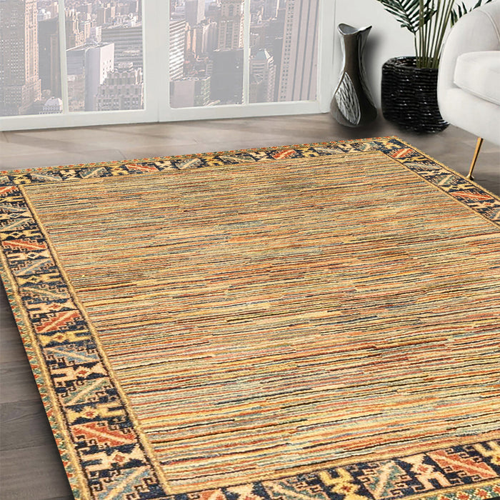 Abstract Light Brown Modern Rug in Family Room, abs3916