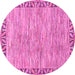 Round Machine Washable Abstract Pink Modern Rug, wshabs3916pnk