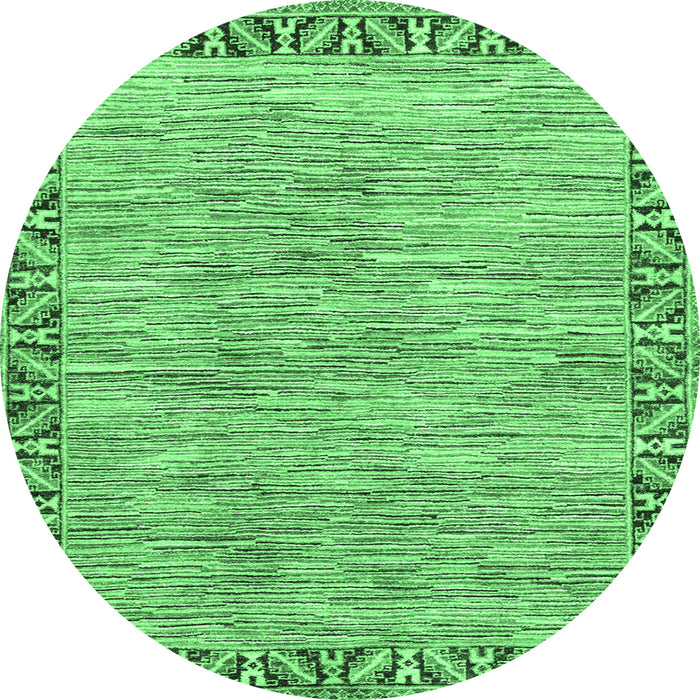 Round Abstract Emerald Green Modern Rug, abs3916emgrn