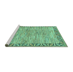 Sideview of Machine Washable Abstract Turquoise Modern Area Rugs, wshabs3916turq