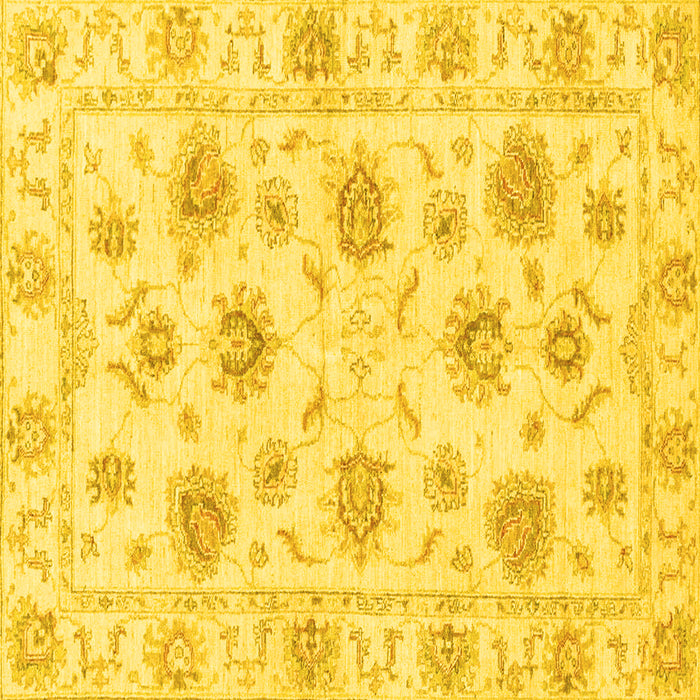 Square Oriental Yellow Traditional Rug, abs3917yw