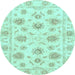 Round Oriental Light Blue Traditional Rug, abs3917lblu