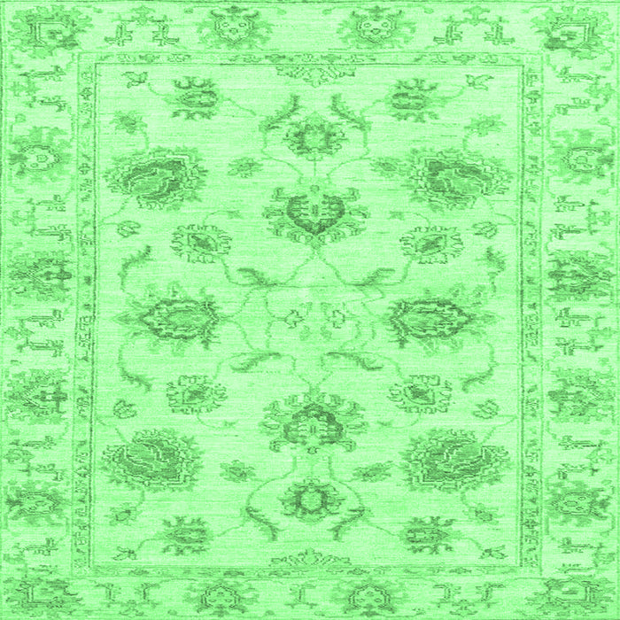 Square Machine Washable Oriental Emerald Green Traditional Area Rugs, wshabs3917emgrn