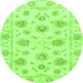 Round Oriental Green Traditional Rug, abs3917grn