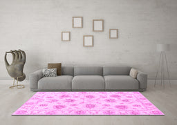 Machine Washable Oriental Purple Traditional Area Rugs in a Living Room, wshabs3917pur