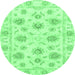 Round Oriental Emerald Green Traditional Rug, abs3917emgrn